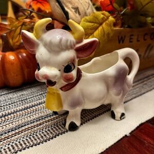 Vintage 50's Anamorphic Kitsch Ceramic Cow Creamer or Planter